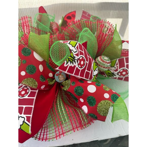 Green Monster Grinch Candle Holder Centerpiece, Candy Jar End Table Decoration - Picture 8 of 10